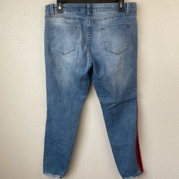 GoGo Red Striped Stretch Denim Jeans Size 11 EUC - Picture 4 of 6